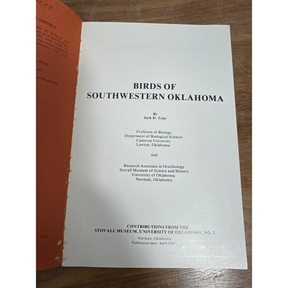 Birds of Southwestern Oklahoma Jack D. Tyler Oklahoma Stovall Museum 1979 Bio - Picture 4 of 8